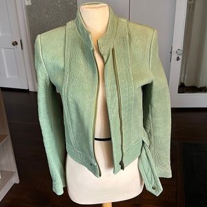 Kelly Wearstler mint green leather jacket size 4